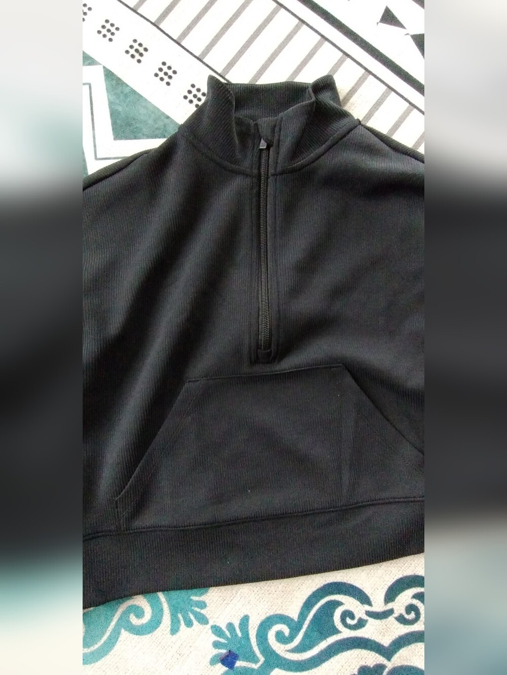 All In Motion Xs Black Half-Zip Pullover with Kangaroo Pocket